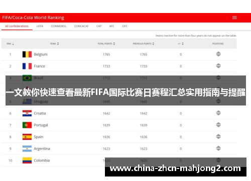 一文教你快速查看最新FIFA国际比赛日赛程汇总实用指南与提醒 一文教你快速查看最新FIFA国际比赛日赛程汇总实用指南与提醒
